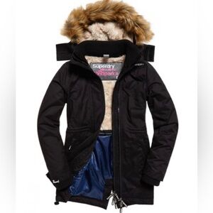 Superdry Microfibre Windparka Jacket in Black (Size M)